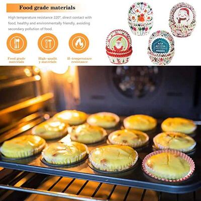 100Pcs Christmas Cupcake Paper Cups Muffin Cupcake Liners Me