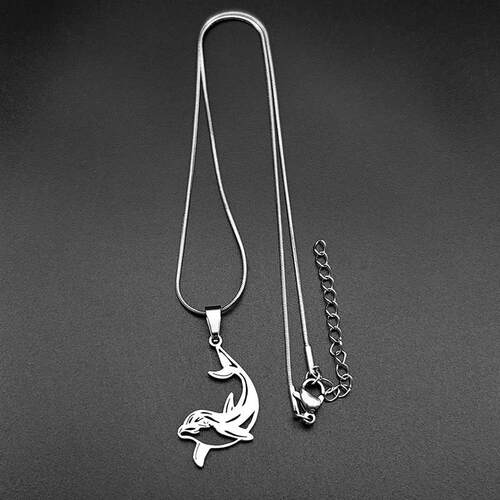 Jumping Dolphins Figure Chain For Women Men Stainless Steel