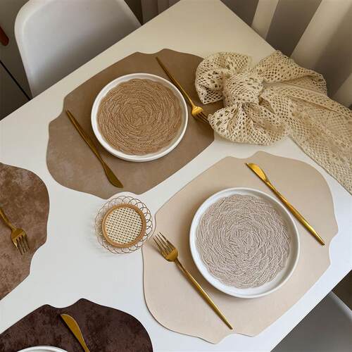 French style leather placemat creative home cup plate mat