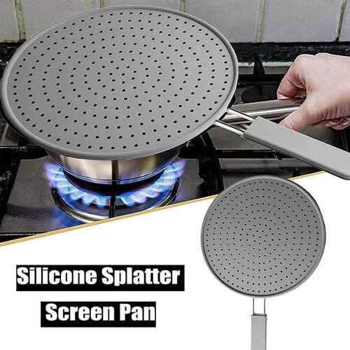Silicone Kitchen Splatter Screen with Handle Heat-resisting