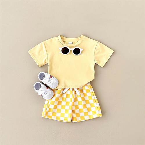 2024 Newborn Summer Boys Clothing Set Solid Color Short Slee
