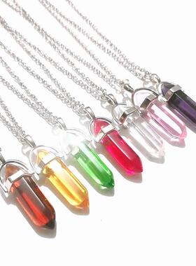 Glass Crystal Hexagon Pillar Bullet Pendant Glass Hexagon Pi