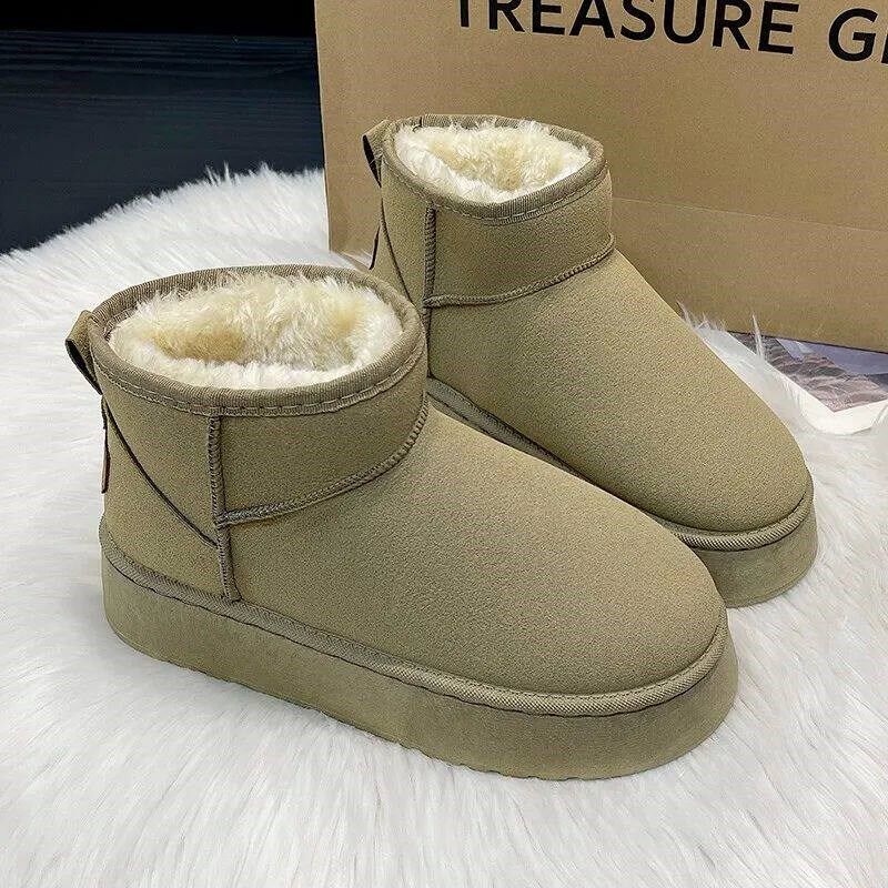 New Winter Women Short Plush Warm Snow Boots Flats Casual Sh图片