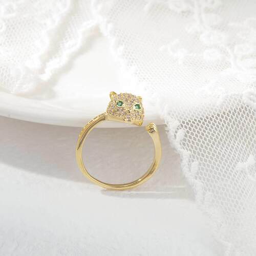 Classic tend copper micro-encrusted zircon leopard ring fash