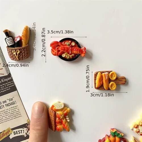 6Pcs/12pcs Miniature Resin Food Refrigerator Magnets Home