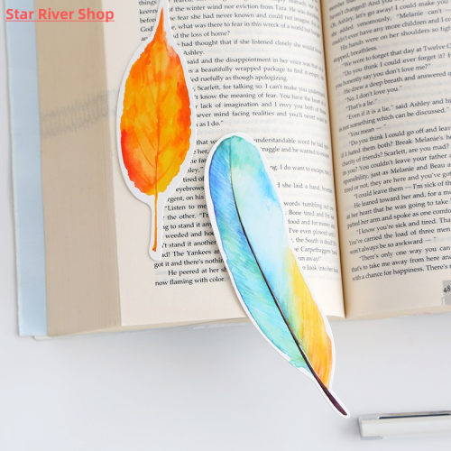 30pcs/Pack Cute Creative Colorful Feather Paper Bookmark Sta