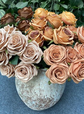 9Heads Rose Bouquet Artificial Flower Wedding Rose Decor Sce