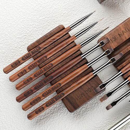 1 Pcs 6 Grids Sandalwood  Nail Brush Rack Shelf Painting Pen