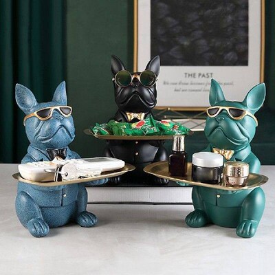Resin Cool Dog Sculpture Bulldog Decorative Figurine