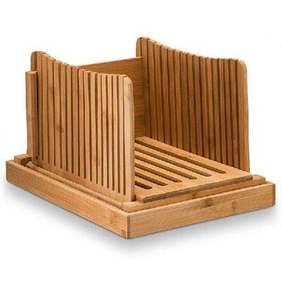 Foldable Bamboo Wood Bread Slicer Cutter Toast Loaf Cutting