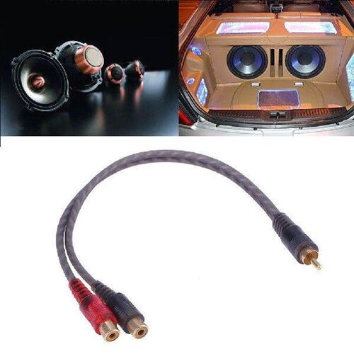 1 Male To 2 Female RCA Audio Speaker Y Adapter Splitter