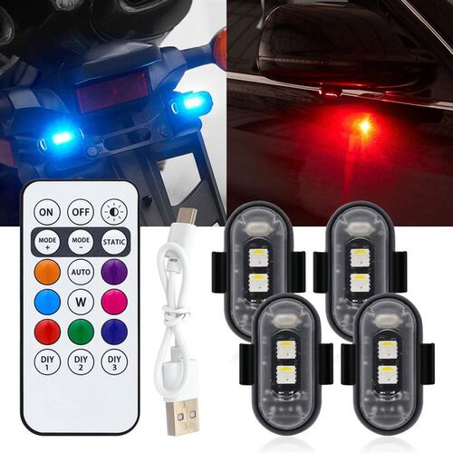Wireless Remote Control Strobe Light LED Car Motorcycle 8 Co