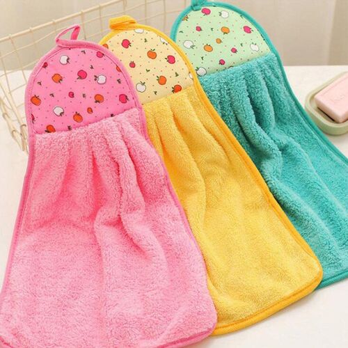 Kitchen Hand Towel Hanger Cute Coral Fleece Absorbent Hand C