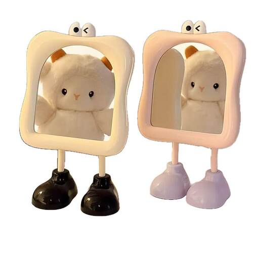 INS cartoon little footprints makeup mirror, cute desk table