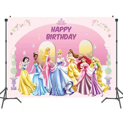 Six Princess Photo Backdrop Birthday Decoration Party Suppli