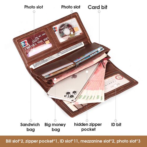 2022 New Womens wallet retro womens leather wallets  Long