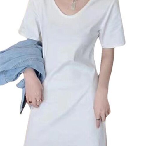 New Mid-length ort-sleeved T-irt Dress Womens Loose Womens
