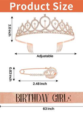 1Pc 3 4 5 6 7 10 15 18 21 30 Birthday Crystal Crown Girl Que