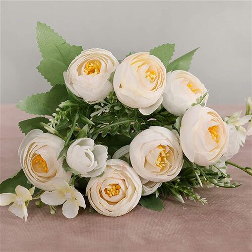 1 Bouquet Artificial Peony Tea Rose Flowers Camellia Silk Fa