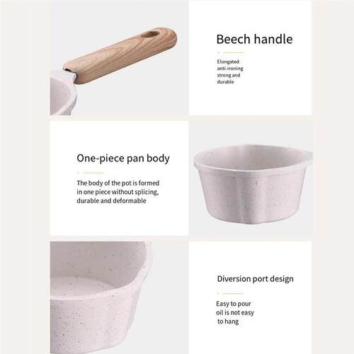 Butter Melting Pot with Pour Spout Hot Oil Pan Wooden Handle