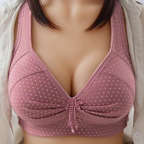Women Back Buckle Cotton Bra Wire Free Plus Size Underwear W