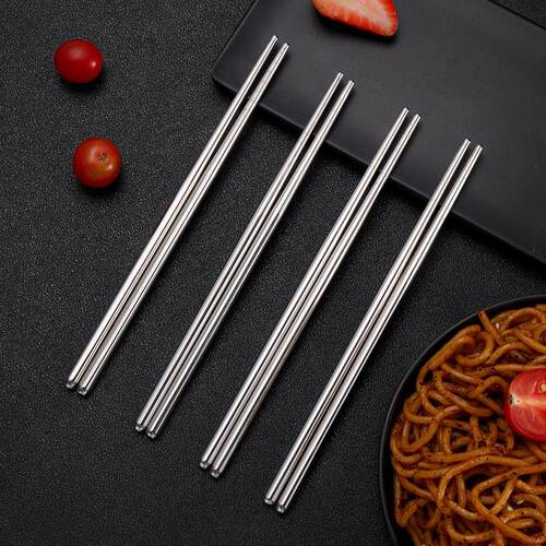 A Pair Of Silver Reusable Sushi Chopsticks, Heat-resistant,