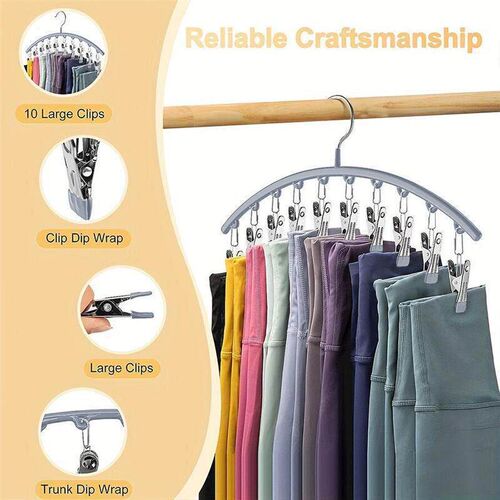 Closet Storage Hanger with 10 ClipsHangs Hanging Organizer