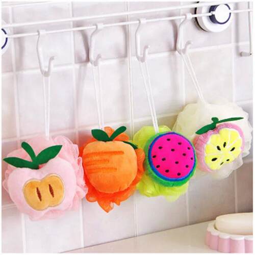 Baby Bath Brush Cartoon Cotton Soft Baby Bath Sponge Powder