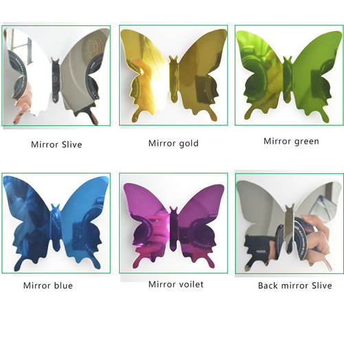 12pcs 3D Butterfly Mirror Wall ers Butterflies Wall Decal Re