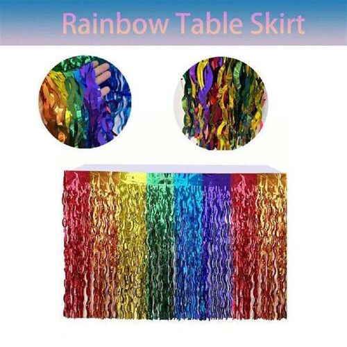 Self-adhesive Table Skirt Reusable Tinsel Fringe Table