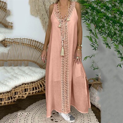 2023 New In Summer Womens Large Sleeveless Lace Splice Dres