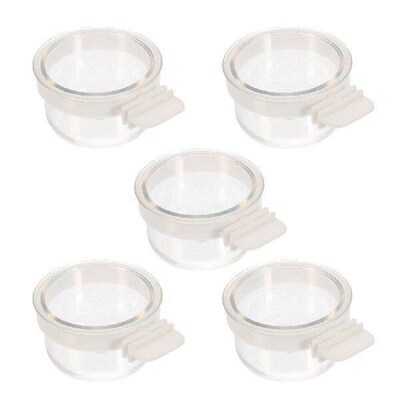 5 Pcs Bird Dishes Acrylic Food Box Cage Parrot Bowl