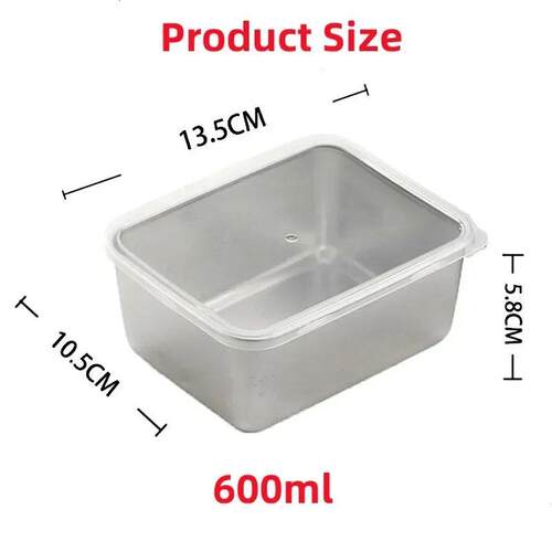 6Pcs 600ml Stainless Steel Refrigerator Food Storage Box wit