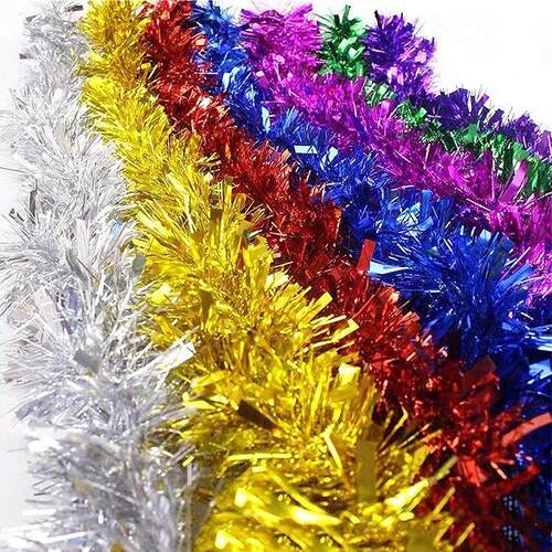Colorful Christmas Foil Tinsel Ribbon Garland Xmas Tree Wrap