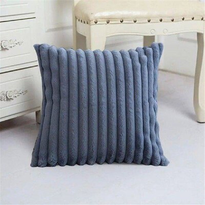 Hidden Zipper Decorative Pillow Cover Soft Plush Striped