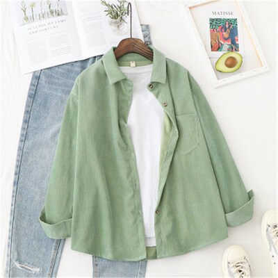2020 Spring New Women Long Sleeve Solid Color Womens Cordur