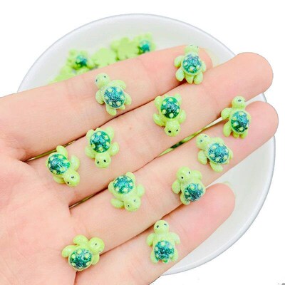 10 Pcs New Mini Kawaii Cartoon Little Turtle Resin Scrapbook