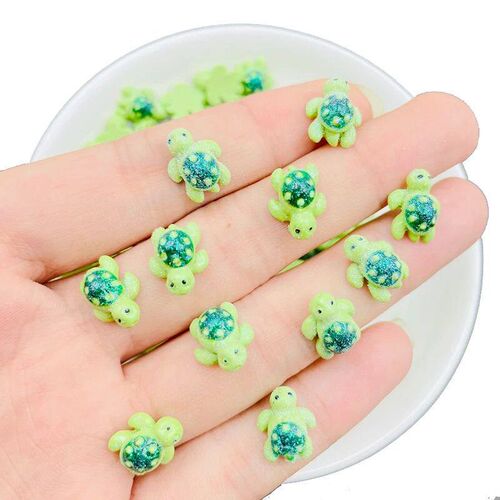 10 Pcs New Mini Kawaii Cartoon Little Turtle Resin Scrapbook