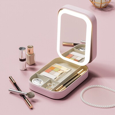 Cosmetics storage box, lamp, mirror化妆品收纳盒带灯镜子