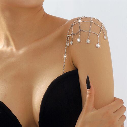 C0536 Simple Hollow Flash Diamond Tassel Shoulder Chain Fash