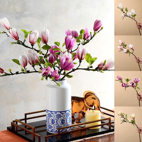 Artificial Magnolia Flower Branch For Home Living Room Decor