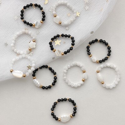 Fashion Natural Stone Moonstone Obsidian Rings For Women Gir