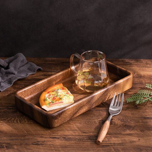 Stackable Wood Dinner Plates Deep Restaurant Trays for bread