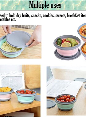 3 PCS/Set Camping Bowl Foldable Silicone Collapsible Bowl Lu