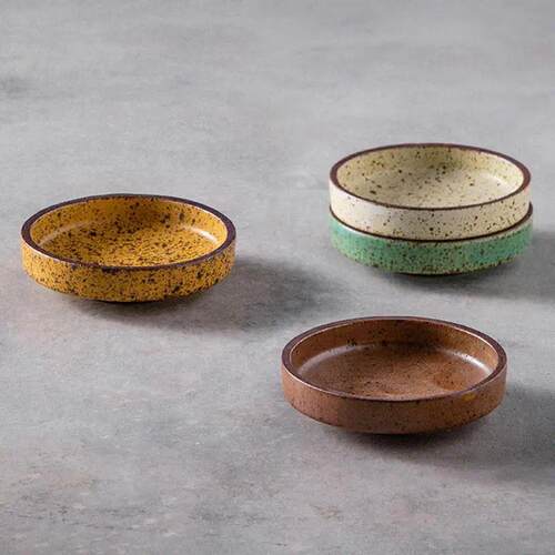 Retro Ceramic Round Sauce Dish Hot Pot Seasoning Dipping Pla