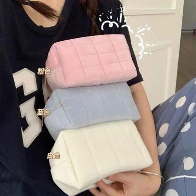 Solid Fur Cosmetic Storage Bag Large Women Zipper Makeup Org