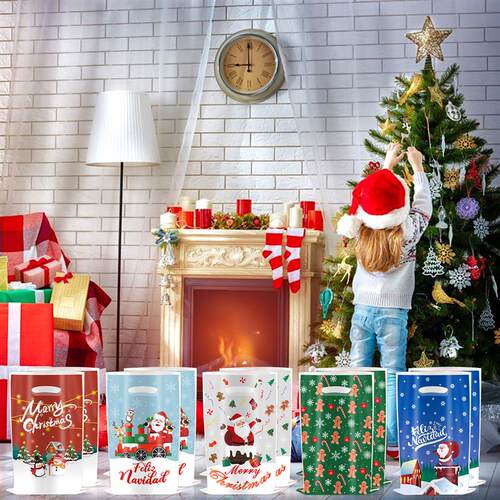 10pcs Christmas gift bag cartoon bag耶诞节礼品袋卡通儿童袋子
