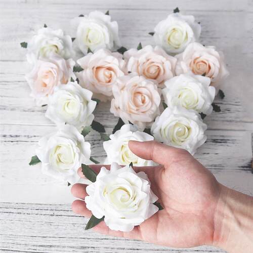 5pcs artificial roses white silk fake roses flower faux head