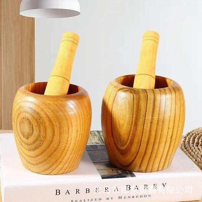 Household Manual Solid Wood Garlic Masher, Bamboo Garlic Mor