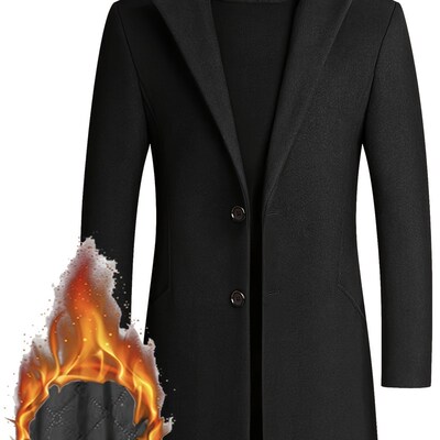 MidLength Mens Wool Coat Windbreaker Thickened Mens Clothing